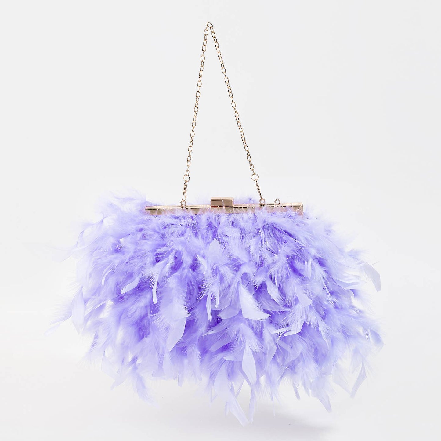 Feathered Chain Strap Hand Bag