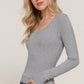 Long Sleeve Scoop Neck with Lace Trim Rib Knit Top