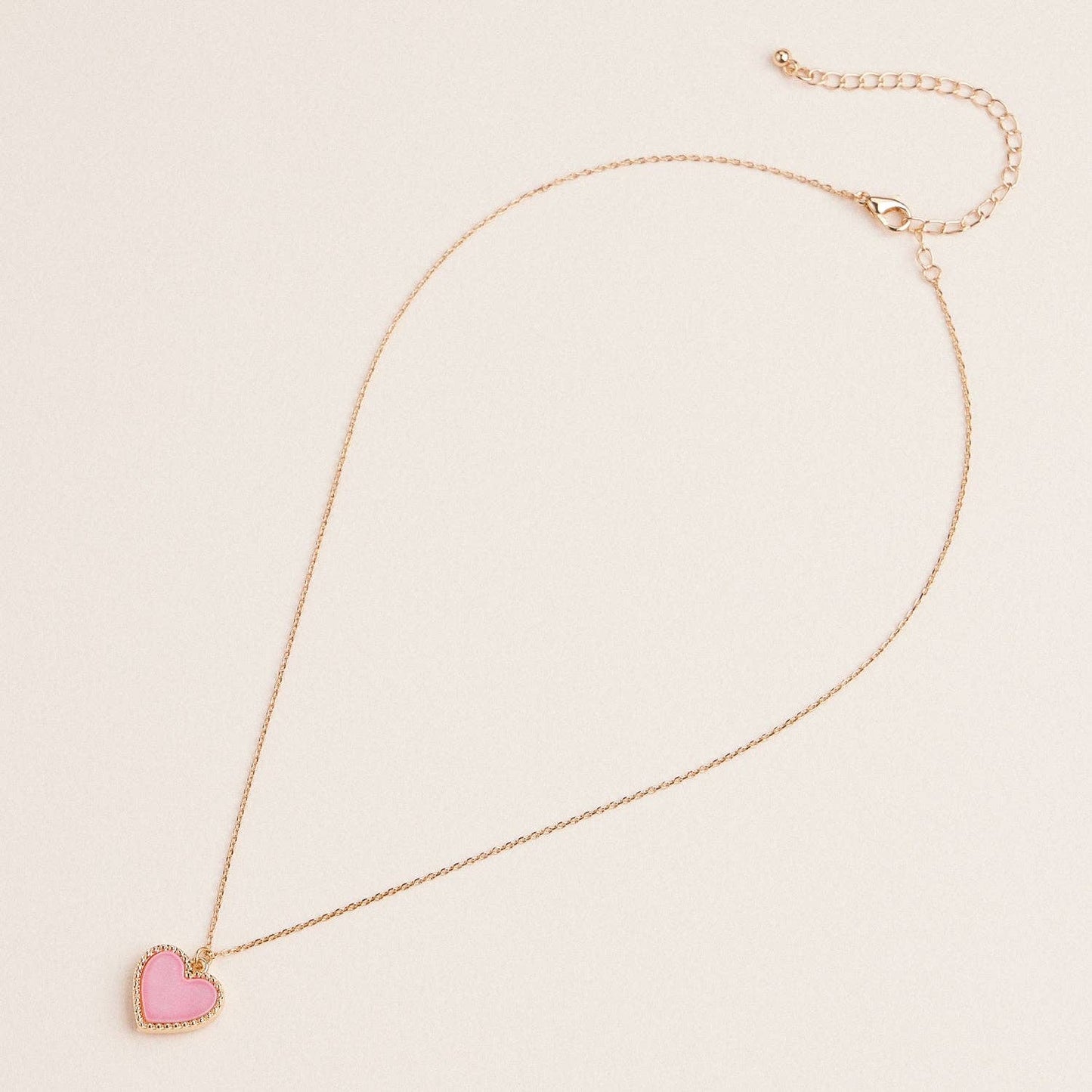 Gold Heart Pendant Necklace with Enamel and Crystal Charm