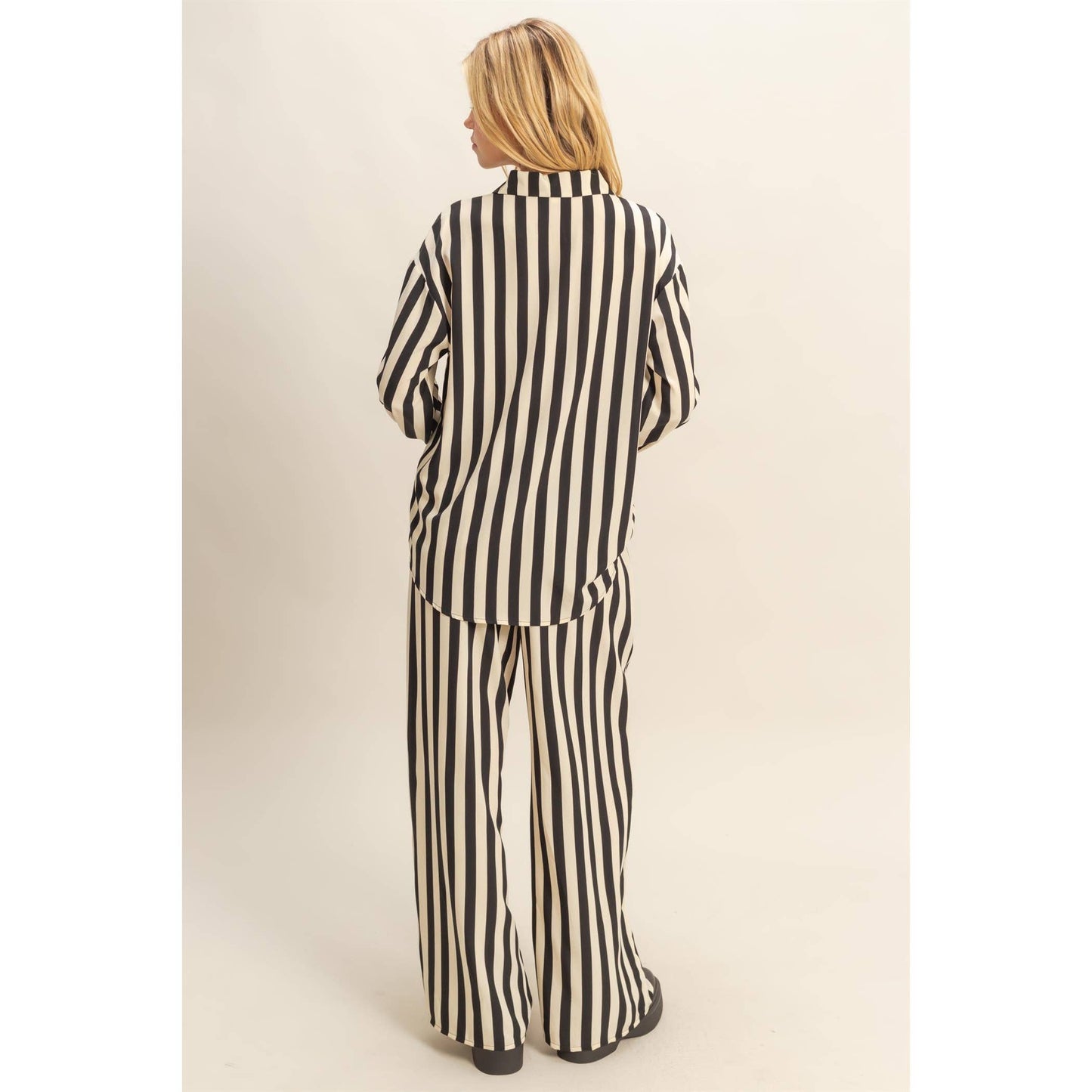 Vertical Stripe Shirt & Pants Set
