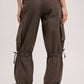 HIGH-RISE DRAWSTRING CARGO WIDE LEG PANTS