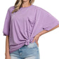 .SI-25555 Tri Blend Oversized Front Pocket Raw Edge Boyfriend