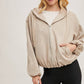 FAUX SUEDE HOODED CROP JACKET WITH ZIPPER