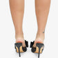 BEACH HOUSE - Raffia Bow Mules, Woven Finish, Stiletto Heel