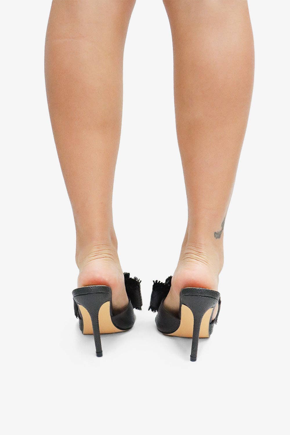 BEACH HOUSE - Raffia Bow Mules, Woven Finish, Stiletto Heel