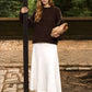 CONTRAST STITCH DETAIL MOCK NECK CHUNKY SWEATER