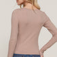Long Sleeve Scoop Neck with Lace Trim Rib Knit Top