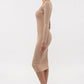 SCALLOP HEM RIB KNIT BODYCON DRESS
