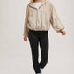 FAUX SUEDE HOODED CROP JACKET WITH ZIPPER