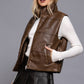 Wash Effect Faux Leather Vest