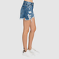 P400RH-MD SUPER HIGH RISE RIGID MOM SHORTS W/ FRAYED HEM