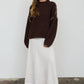CONTRAST STITCH DETAIL MOCK NECK CHUNKY SWEATER