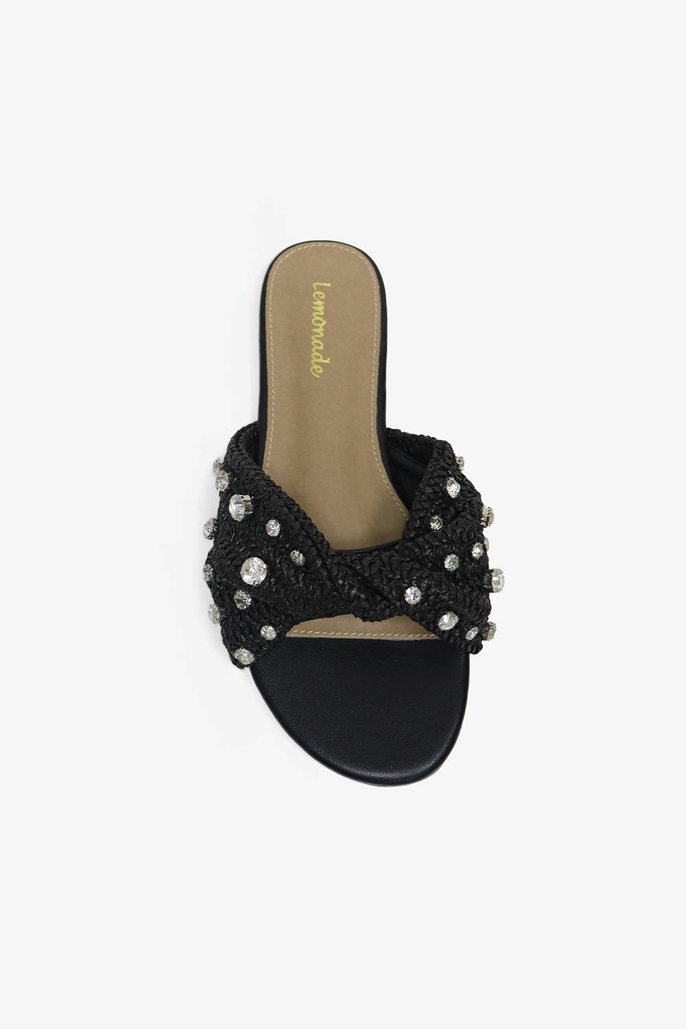 MAYLEEN - Raffia Beaded Slide Sandals, Mediterranean Style