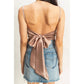 DZ25C126-Satin Back Tie Detail Sleeveless Top