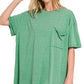 .SI-25555 Tri Blend Oversized Front Pocket Raw Edge Boyfriend