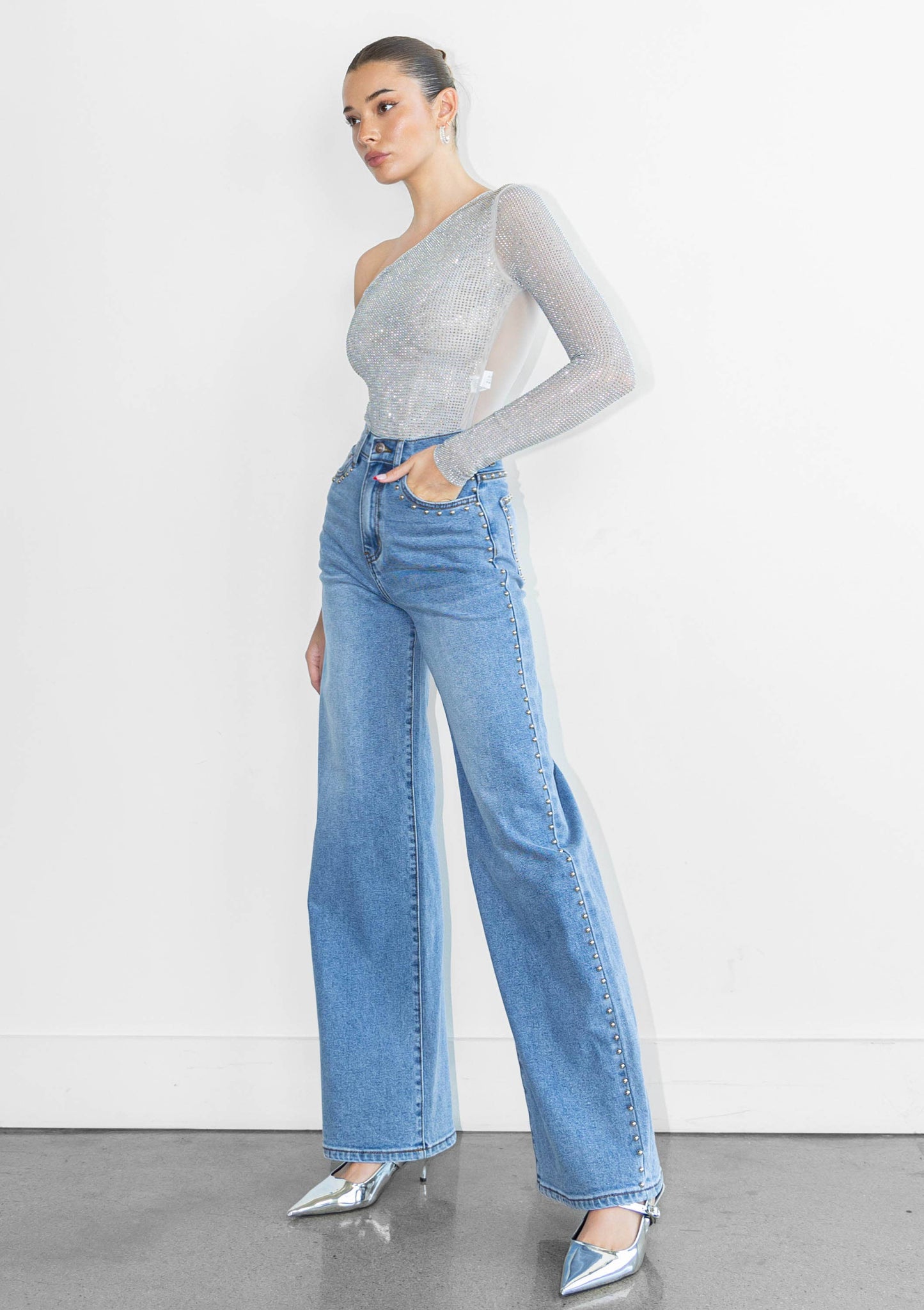 Stud Wide Leg Jeans