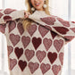 MOCK NECK HEART PRINT PULLOVER SWEATER