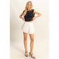 HF25A652-Linen Mid-Rise Flared Shorts