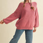 BOAT NECK BUBBLE SLEEVE SWEATER