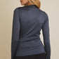 MOCK NECK LONG SLEEVE SHIRRING DETAIL TOP
