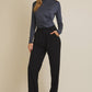 MOCK NECK LONG SLEEVE SHIRRING DETAIL TOP