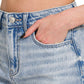 ...SI-27316 Distressed Hem Denim Shorts