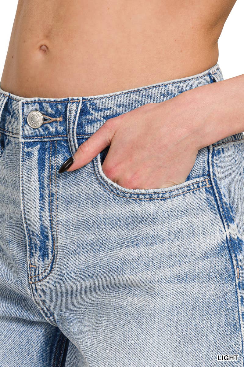 ...SI-27316 Distressed Hem Denim Shorts