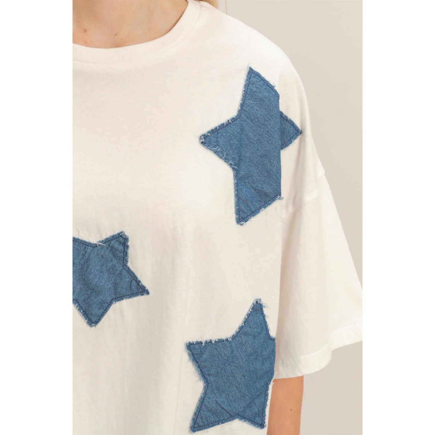 Raw Edge Star Patch Top