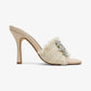 KIDMAN - Raffia Floral Heels, Rhinestone Embellishments