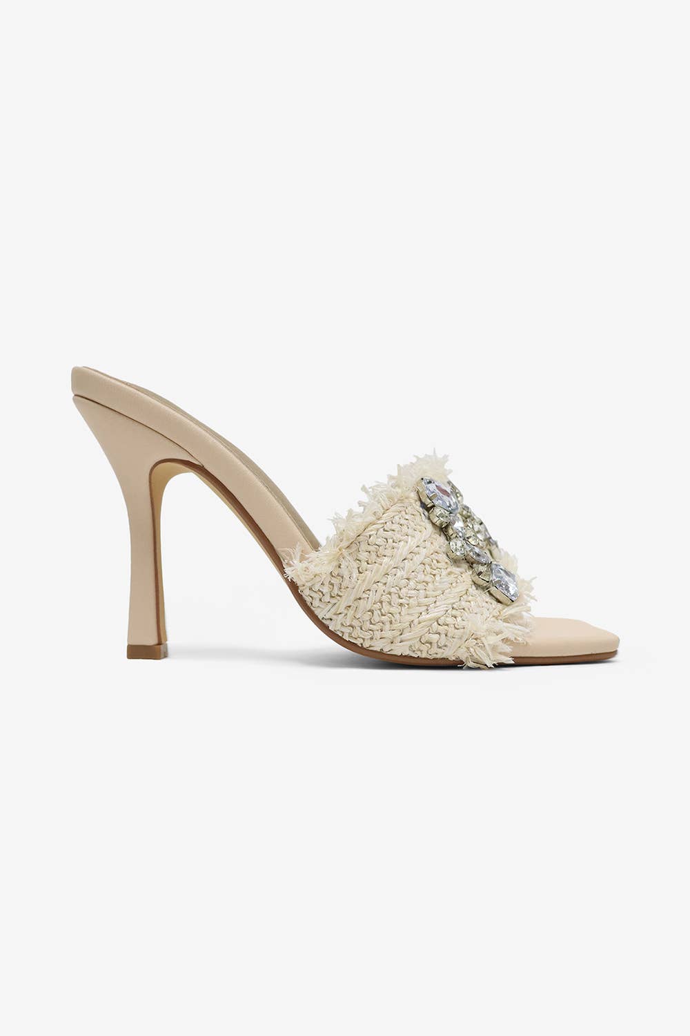 KIDMAN - Raffia Floral Heels, Rhinestone Embellishments