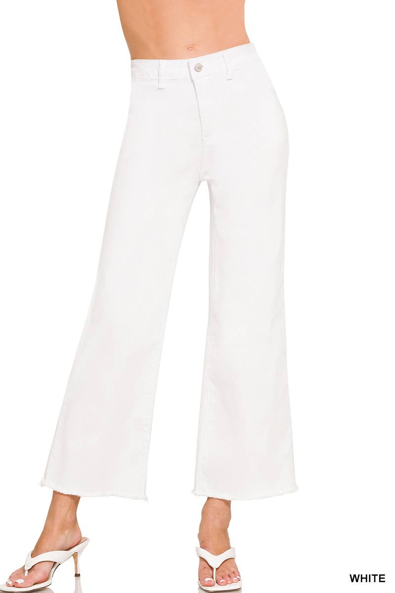 .SI-24919 Acid Washed Frayed Cutoff Hem Straight Wide Pants 0607