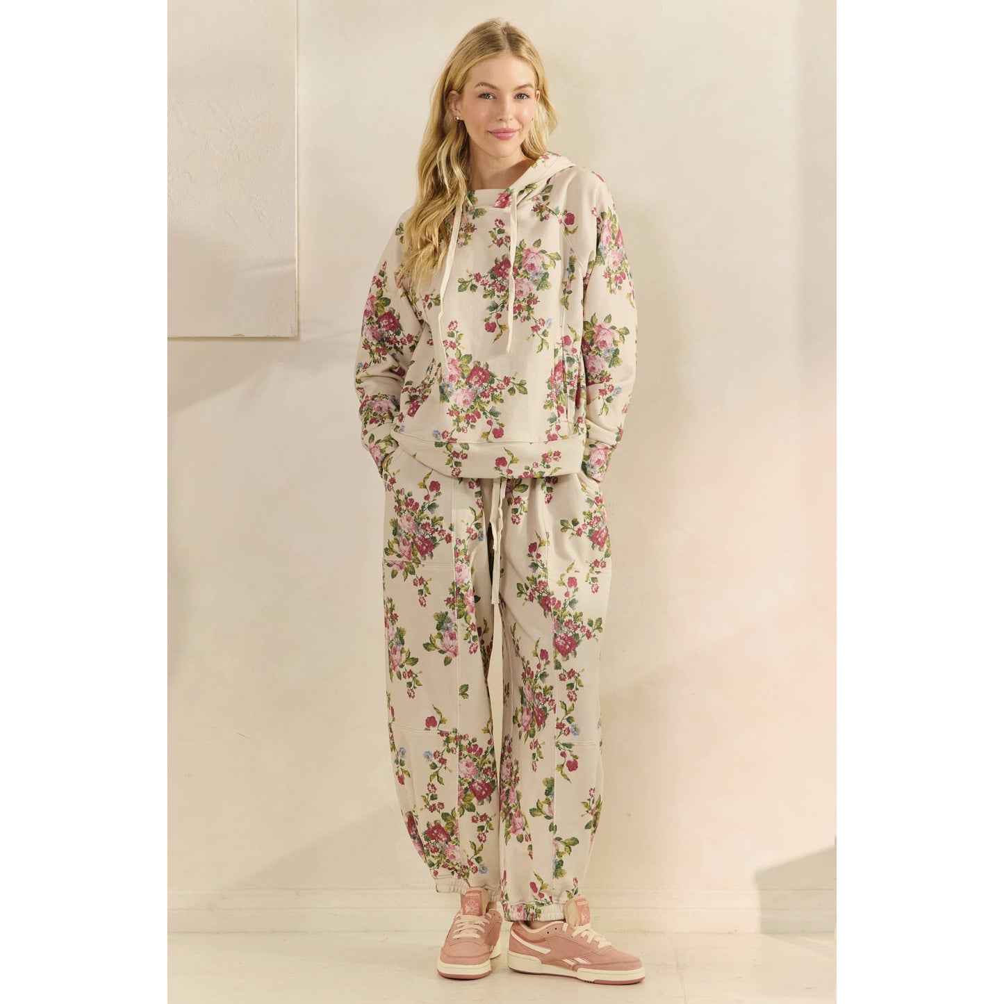 Floral Printed French Terry Hoodie
