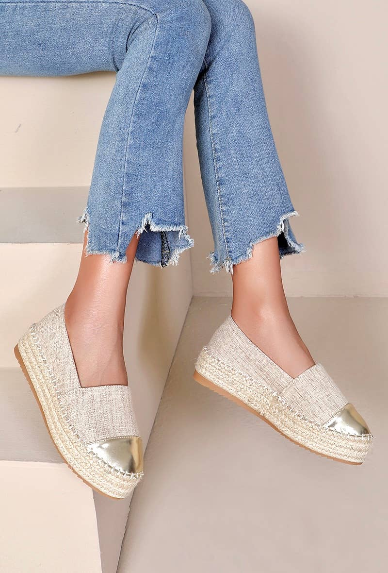 Trendy Bicolor Wedge Espadrille H8-925