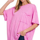 .SI-25555 Tri Blend Oversized Front Pocket Raw Edge Boyfriend