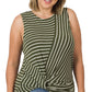 .SI-22403 Plus Striped Knot Front Sleeveless Top
