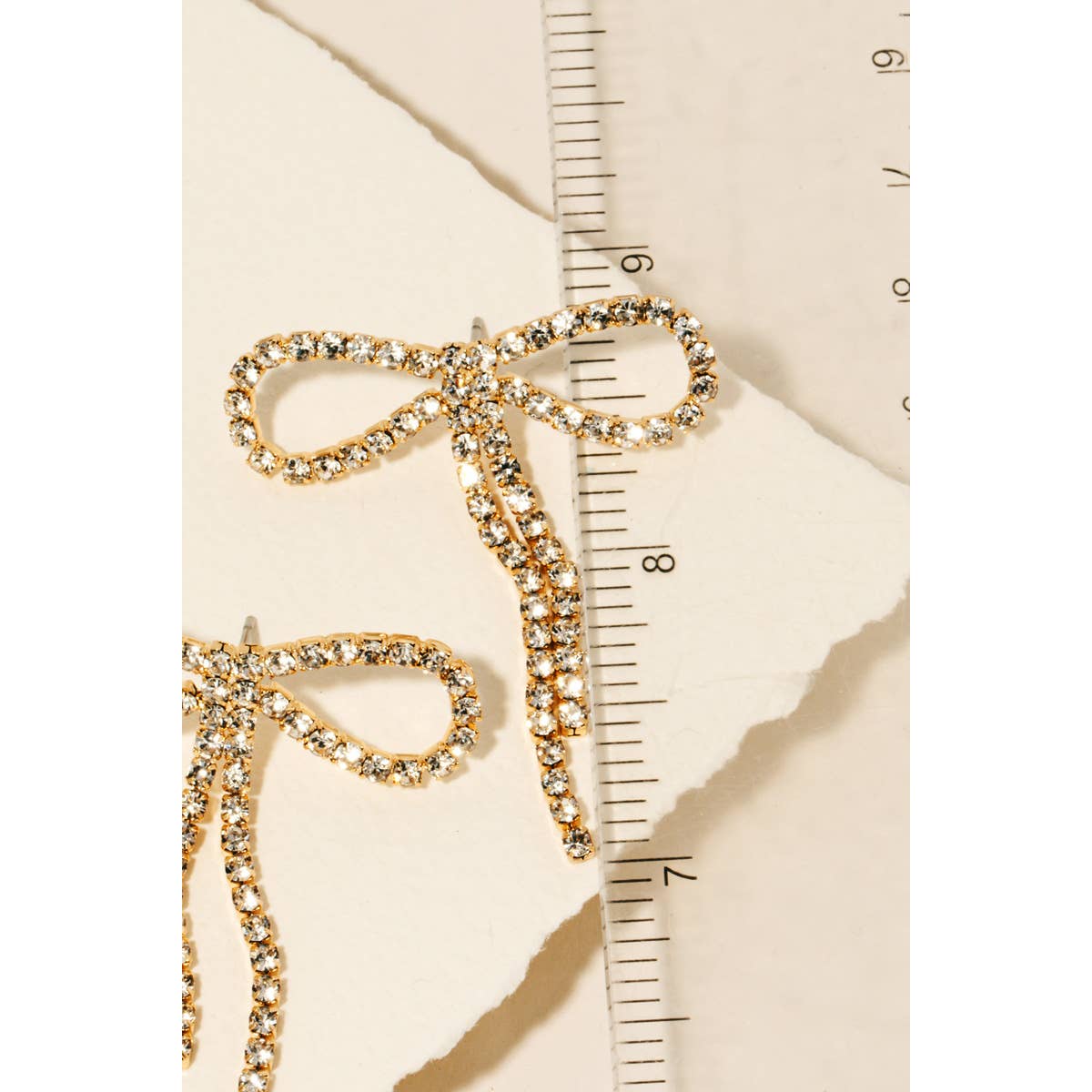 Rhinestone Pave Ribbon Bow Stud Earrings