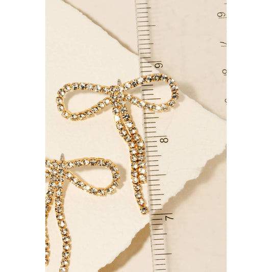 Rhinestone Pave Ribbon Bow Stud Earrings