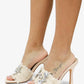 KIDMAN - Raffia Floral Heels, Rhinestone Embellishments