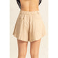 HF25A652-Linen Mid-Rise Flared Shorts