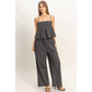 Spaghetti Strap Top And Wide-Leg Pants Set