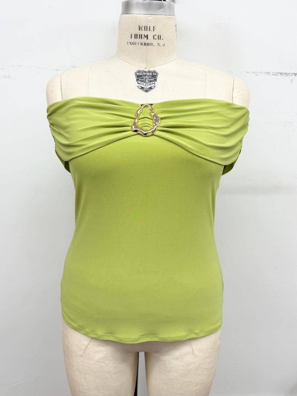Plus Size Off-Shoulder Top with Metal Accent