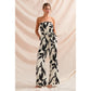 PRINTED STRAPLESS BACK SMOCKED TUBE TOP JUMPSUIT