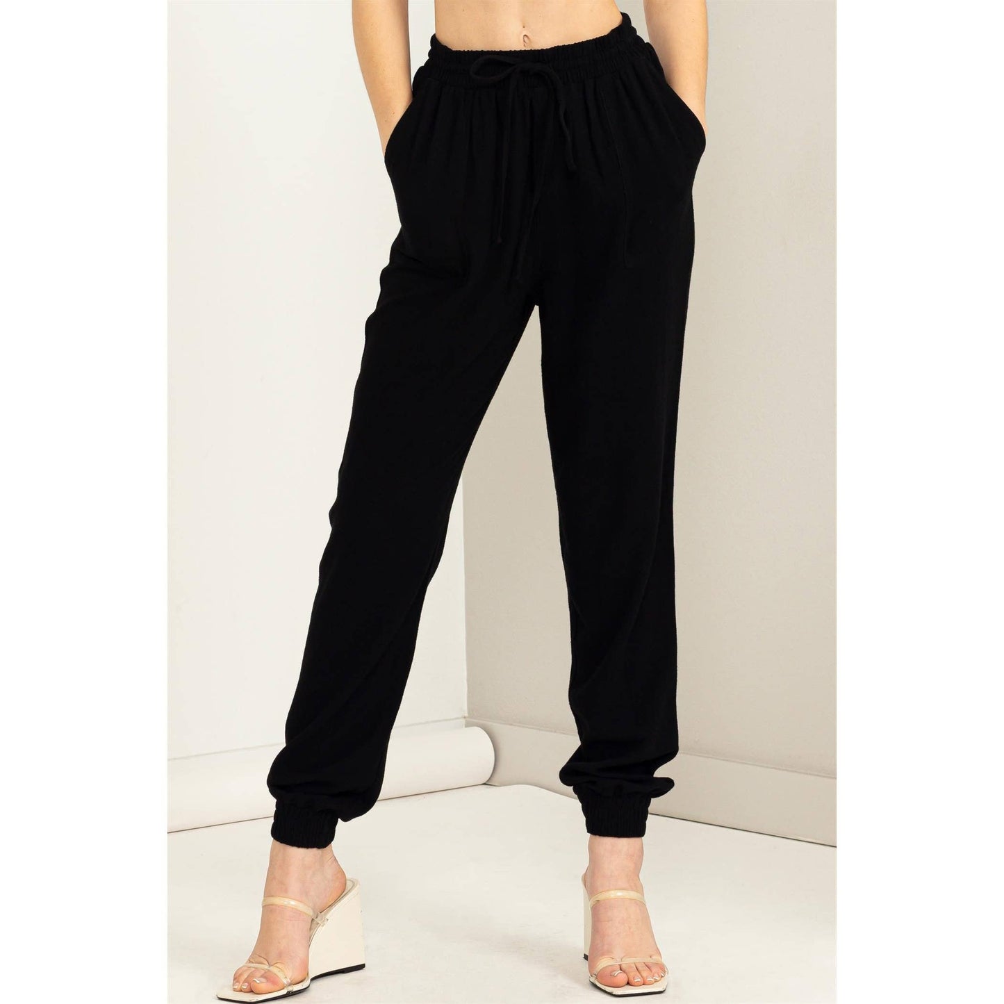 DZ23A546-Linen Drawstring Jogger Pants