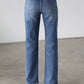 High Rise Straight Leg Denim Jeans - Dark- 7106