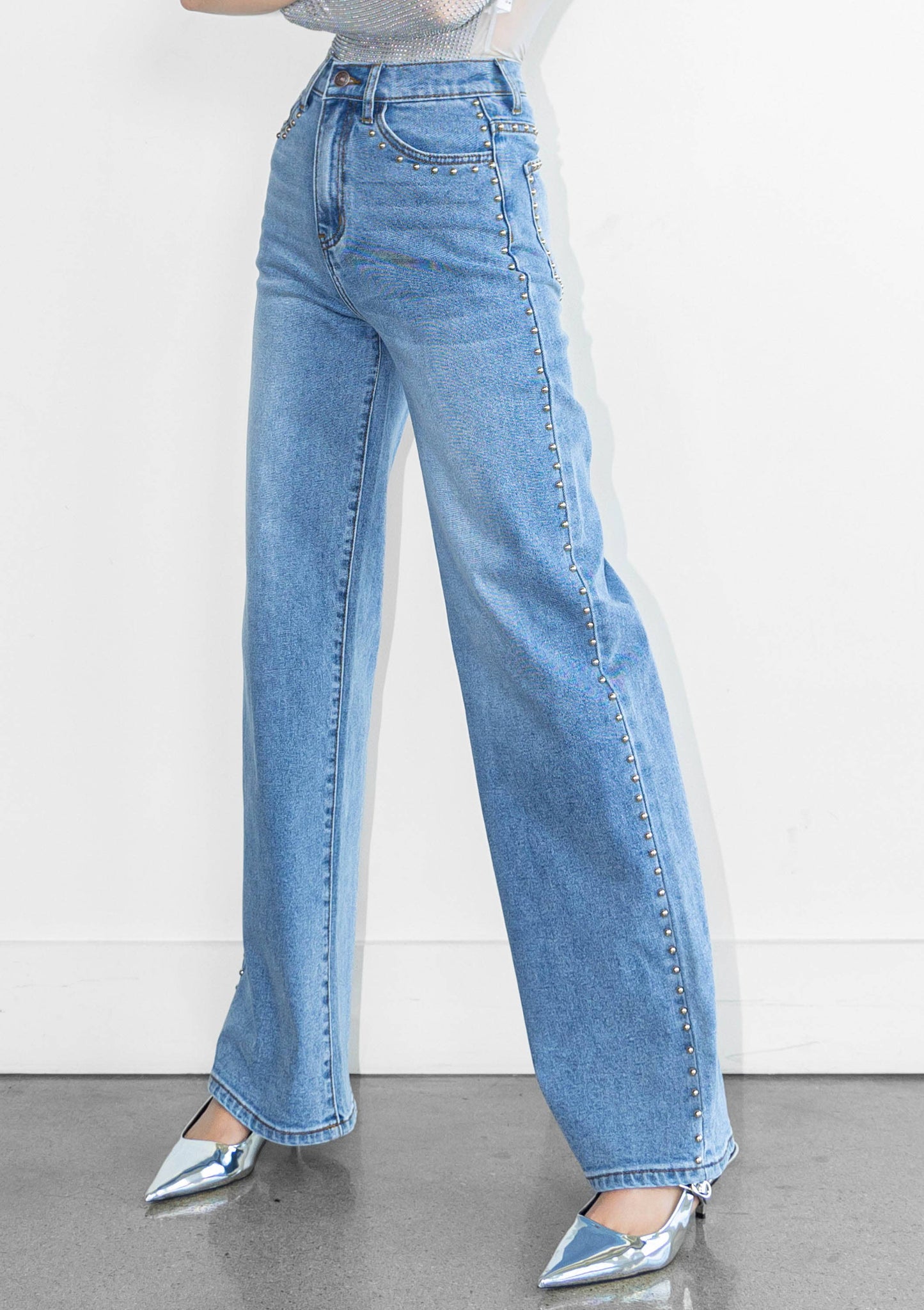 Stud Wide Leg Jeans