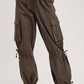 HIGH-RISE DRAWSTRING CARGO WIDE LEG PANTS