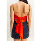 DZ25C126-Satin Back Tie Detail Sleeveless Top