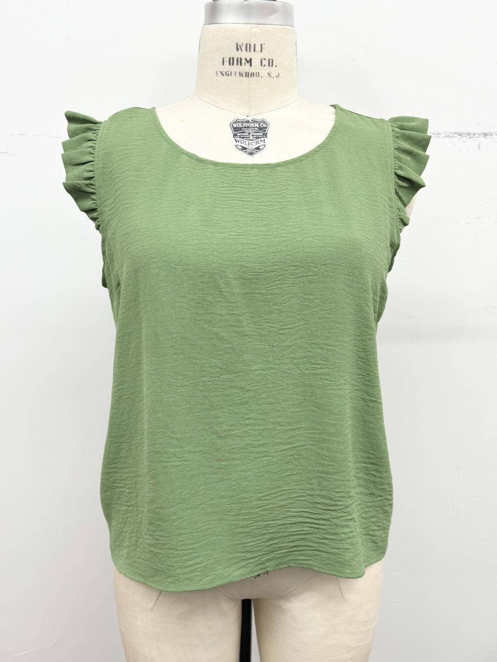 Plus Size-Ruffle Cap Sleeve Blouse