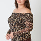 Sasha Plus Size Leopard Print Off-the-Shoulder Blouse