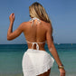 3PCS Solid Color Lace Backless Swimwear